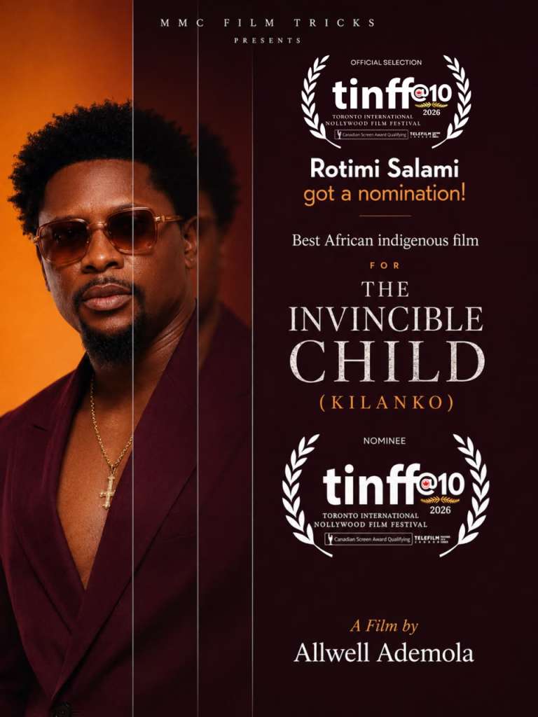 Rotimi Salami celebrates Kilanko's second nomination at the Toronto International Nollywood Film Festival 2026.