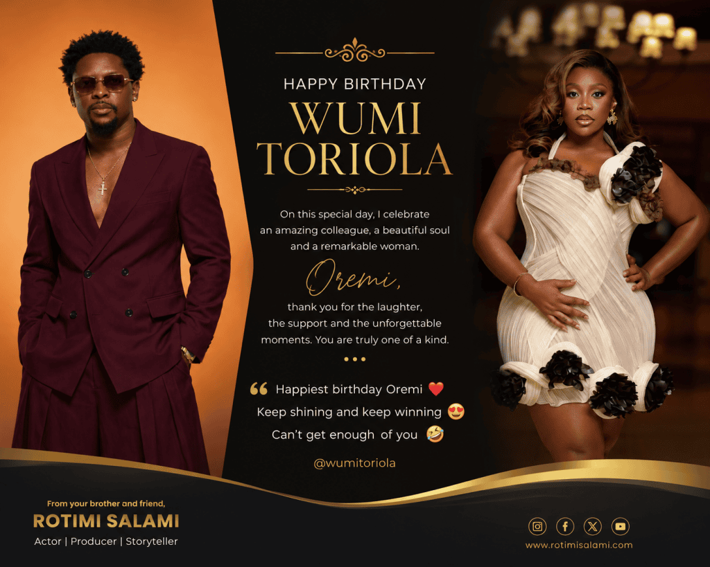 Rotimi Salami celebrates Wumi Toriola birthday