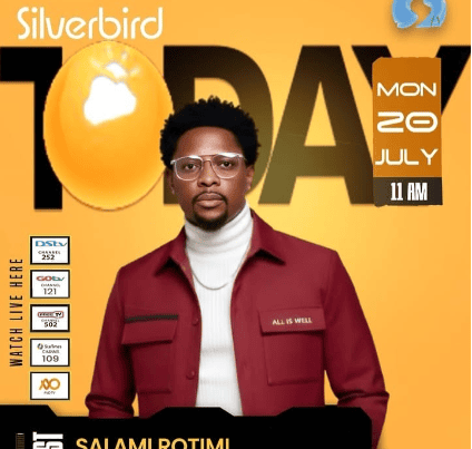 Nollywood actor Rotimi Salami during an interview on Silverbird Today discussing his career and passion for filmmaking.